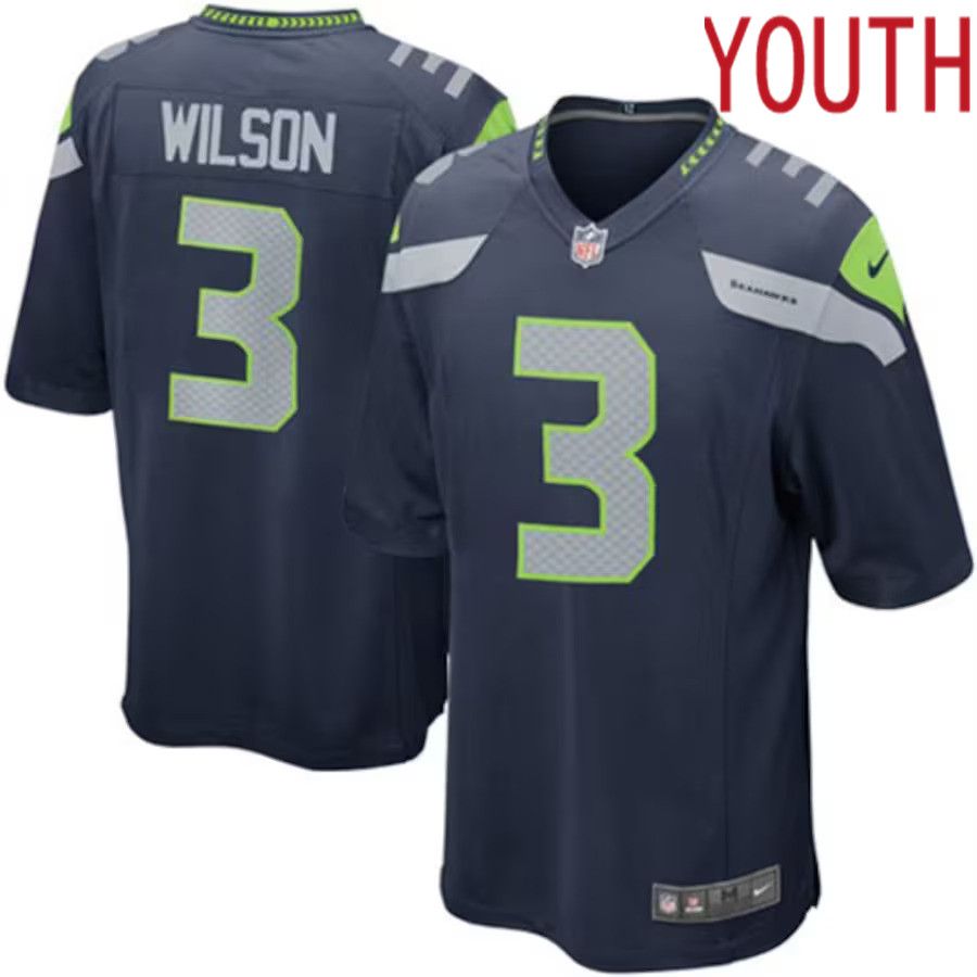 Youth Seattle Seahawks #3 Russell Wilson Nike College Navy Team Color Game NFL Jersey